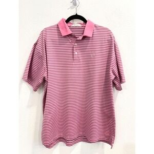 McIlhenny Dry Goods Polo Shirt Men's L Pink Striped Short Sleeve Golf Preppy